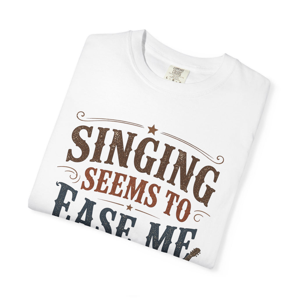 Singing Seems to Ease Me T-Shirt — Vintage Acoustic Guitar Music Tee