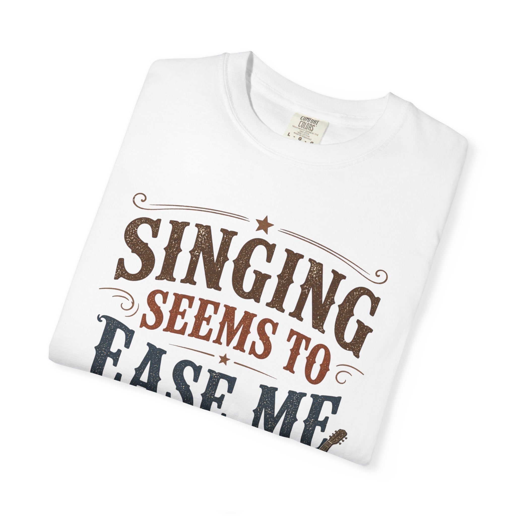 Singing Seems to Ease Me T-Shirt — Vintage Acoustic Guitar Music Tee