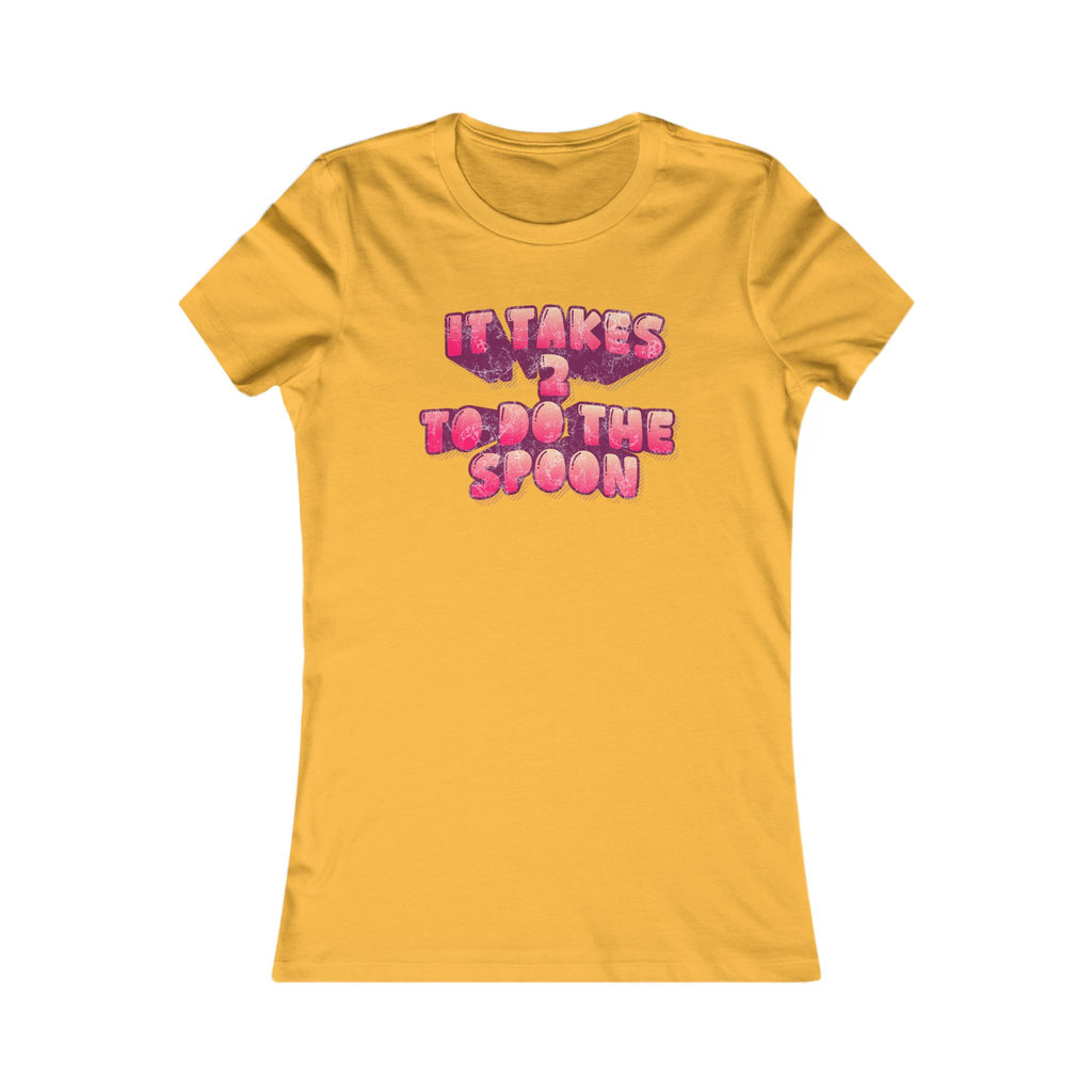 T‑Shirt — "It Takes 2 to do the Spoon" Pink Bubble Letter Graphic Tee