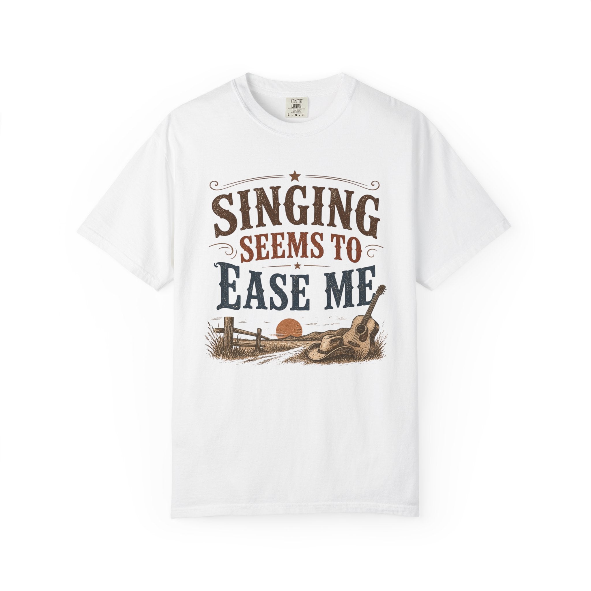 Singing Seems to Ease Me T-Shirt — Vintage Acoustic Guitar Music Tee